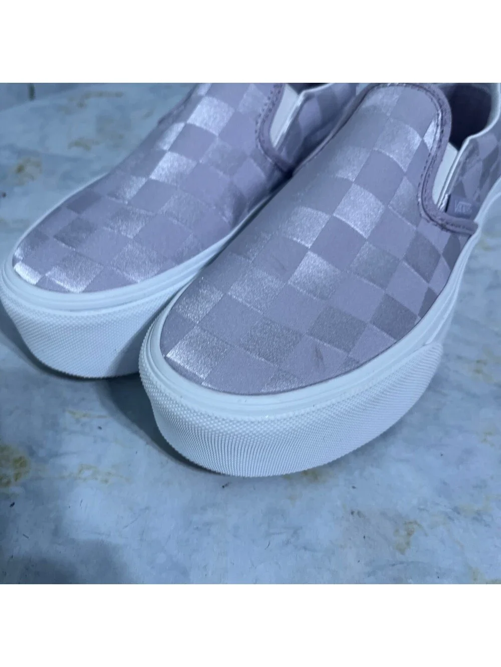 Vans Slip On Stackform Women's Size 6.5 Shoes Purple White Low Platform Sneakers